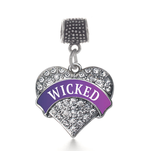 Silver Wicked Pave Heart Memory Charm