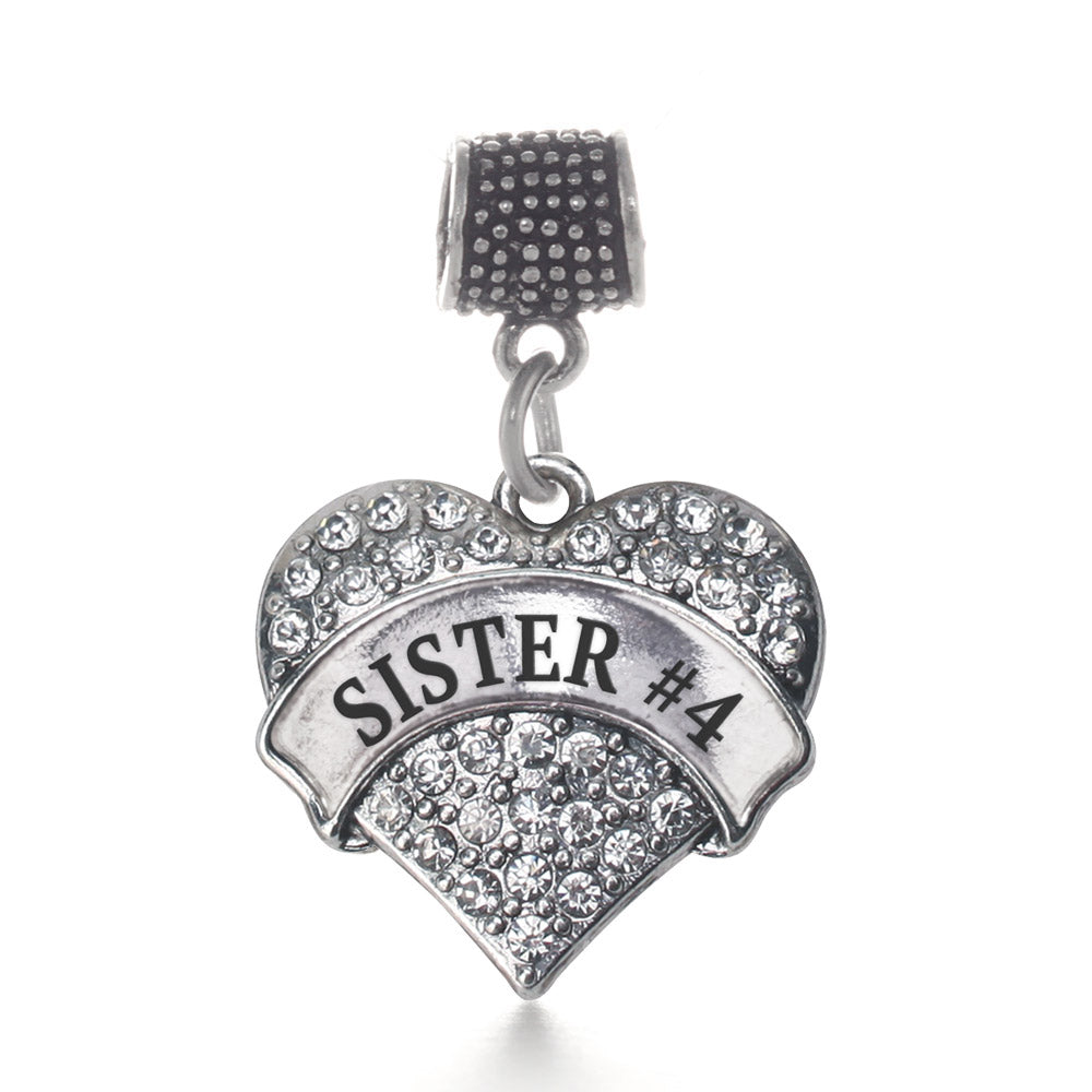 Silver Sister #4 Pave Heart Memory Charm