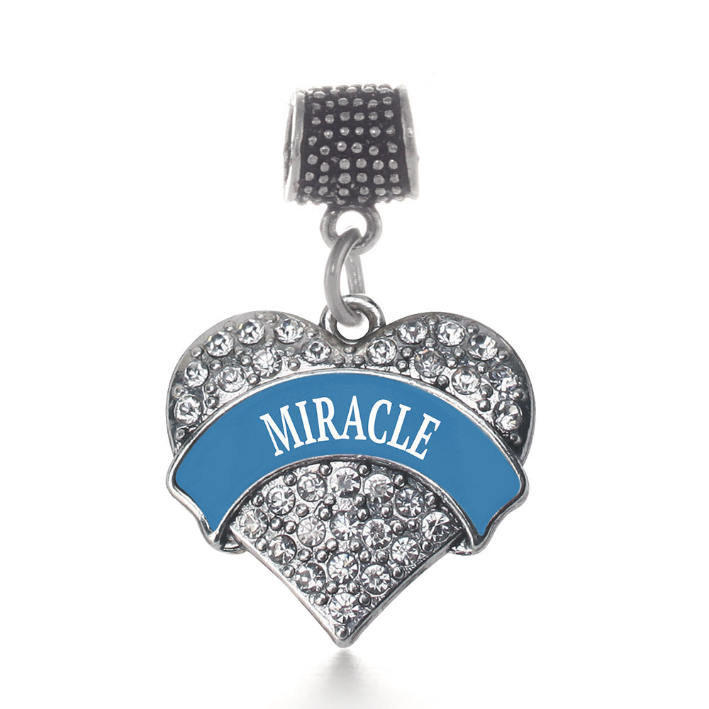 Silver Blue Miracle Pave Heart Memory Charm