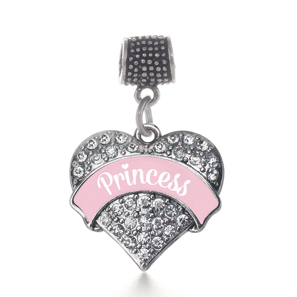 Silver Princess - Light Pink Pave Heart Memory Charm