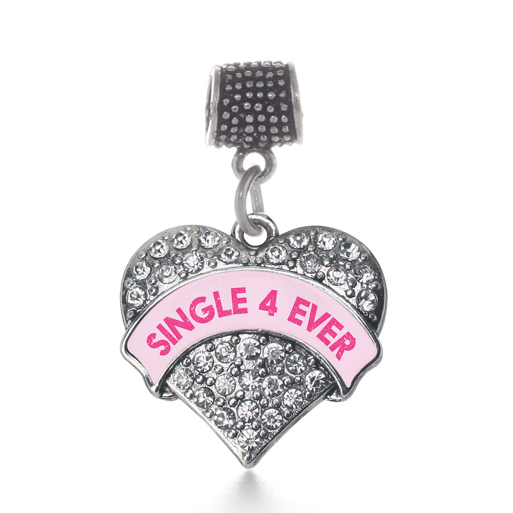 Silver Single 4 Ever Pink Candy Pave Heart Memory Charm