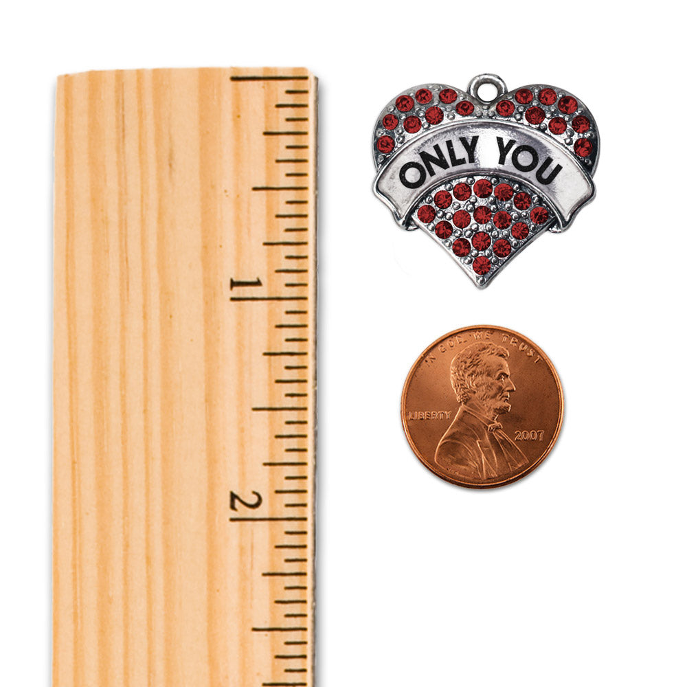 Silver Only You Red Candy Red Pave Heart Memory Charm