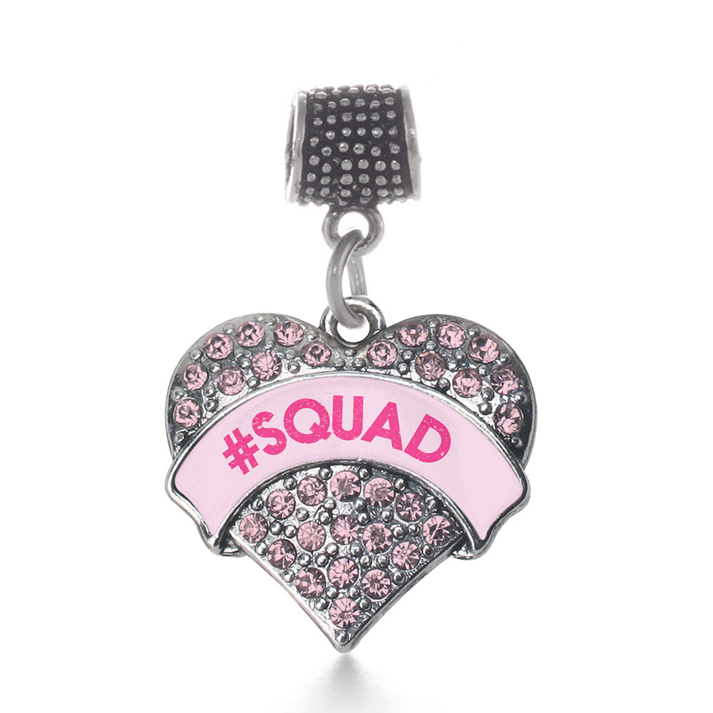 Silver #SQUAD Candy Pink Pink Pave Heart Memory Charm