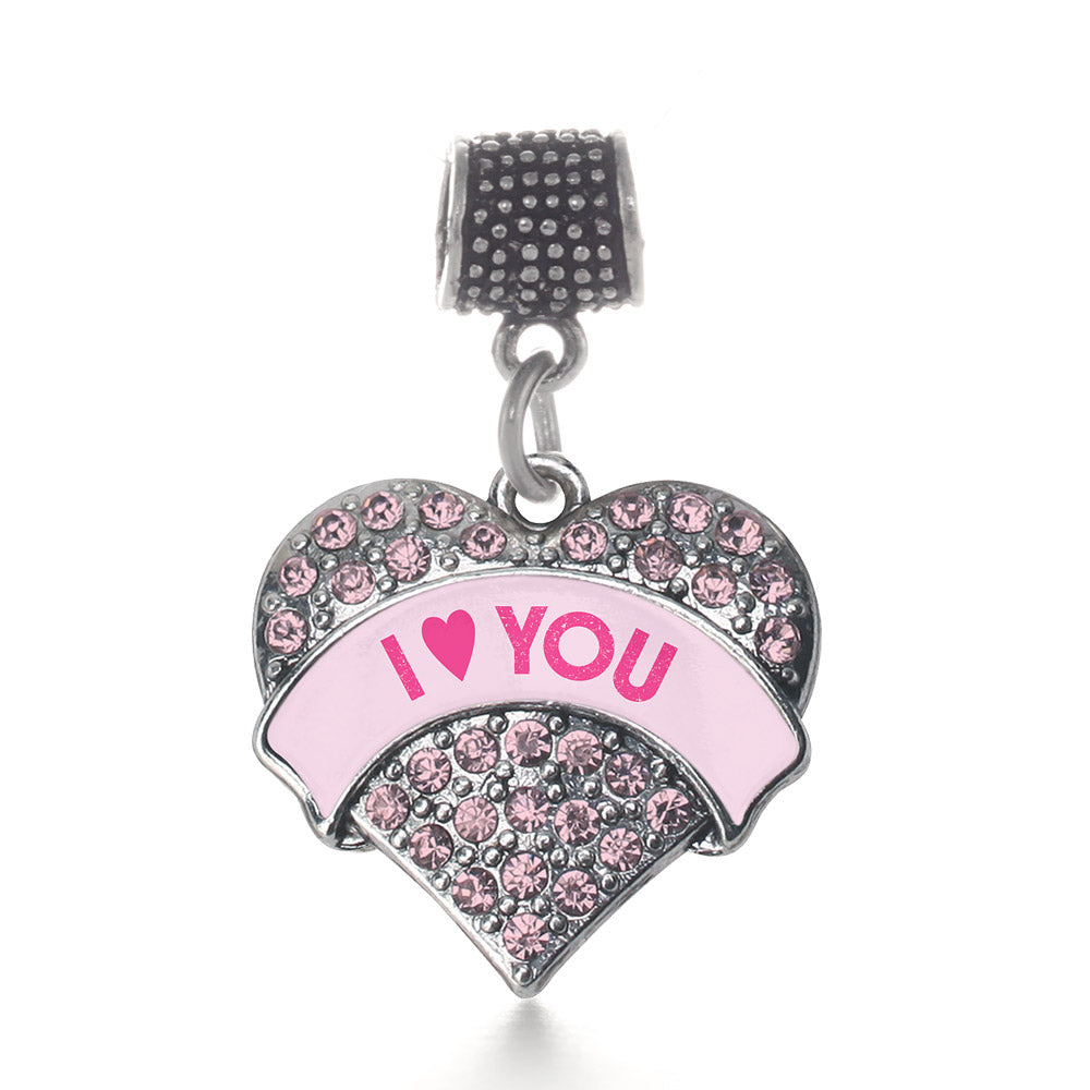 Silver I Love You Candy Pink Pink Pave Heart Memory Charm