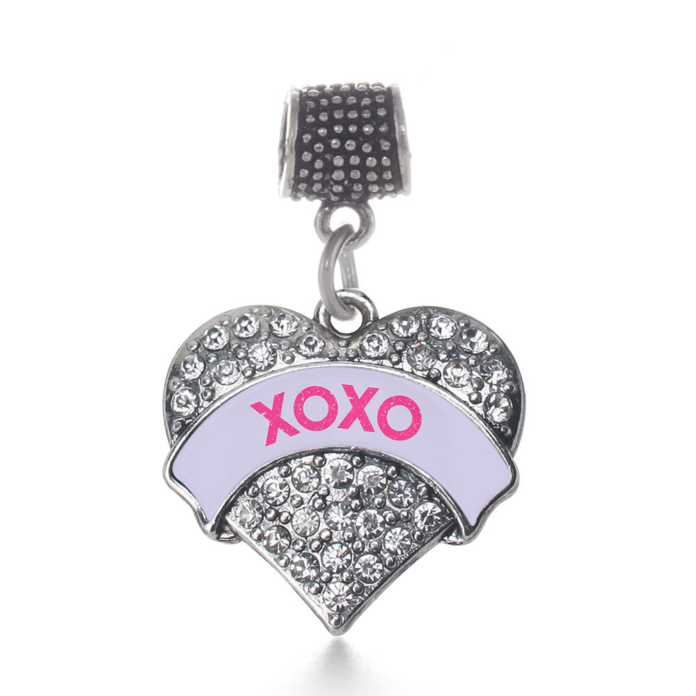 Silver XOXO Purple Candy Pave Heart Memory Charm