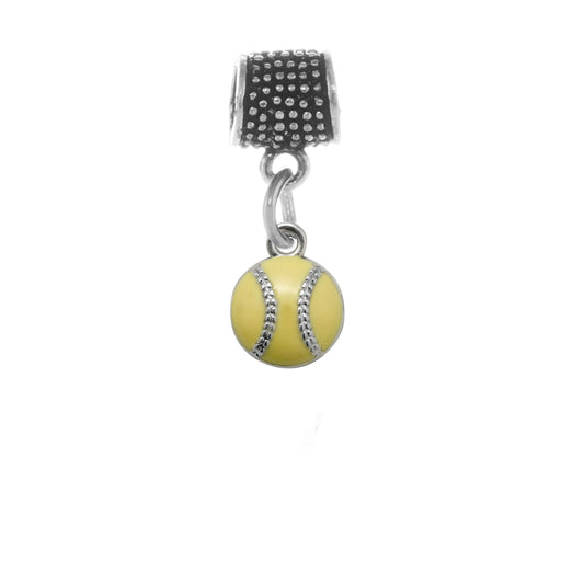 Silver Petite Softball Memory Charm