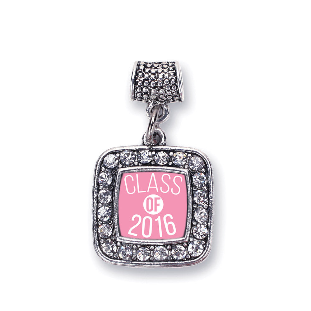 Silver Pink Class of 2016 Square Memory Charm