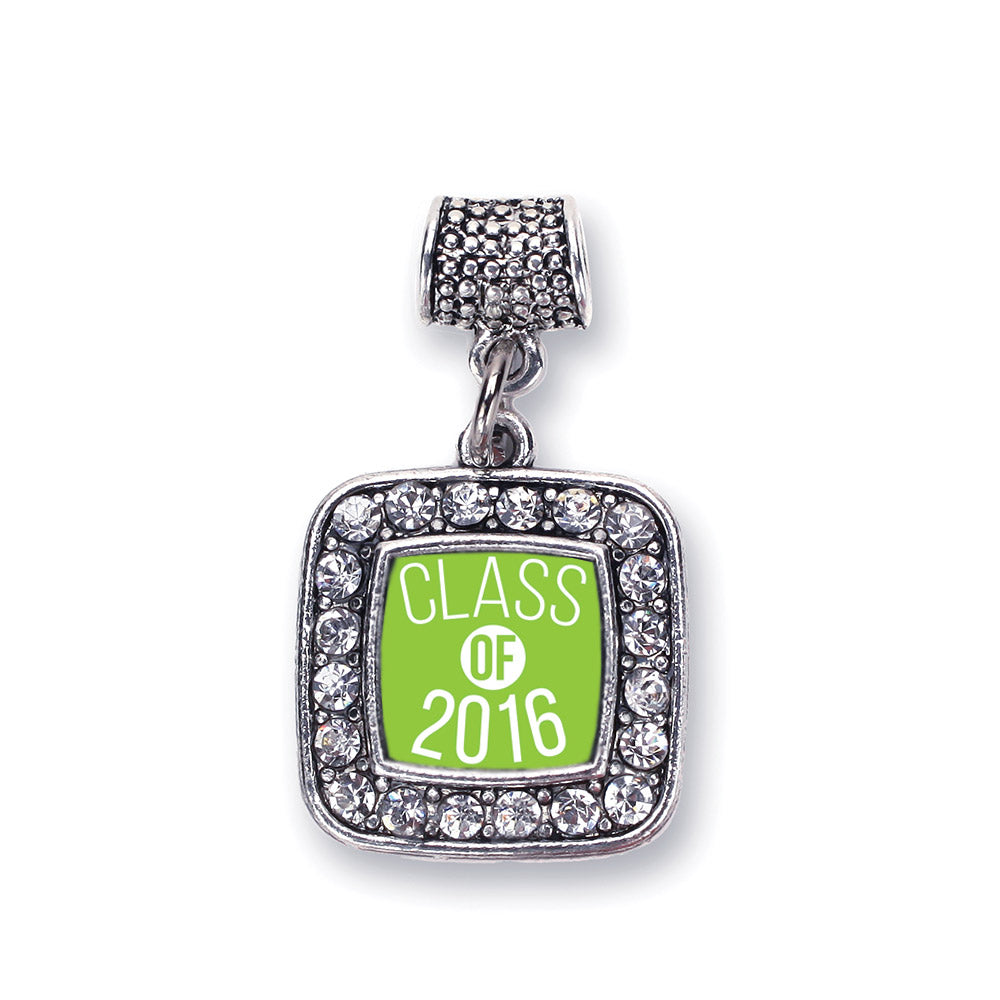 Silver Lime Green Class of 2016 Square Memory Charm