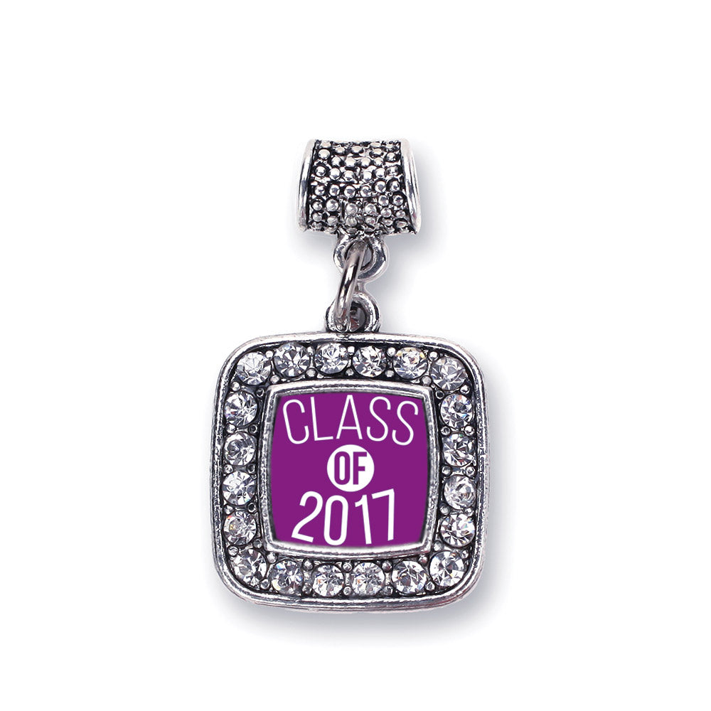 Silver Purple Class of 2017 Square Memory Charm