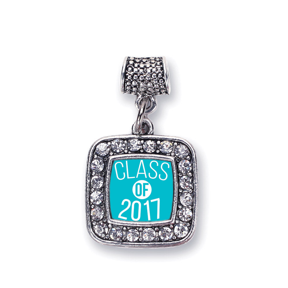 Silver Teal Class of 2017 Square Memory Charm
