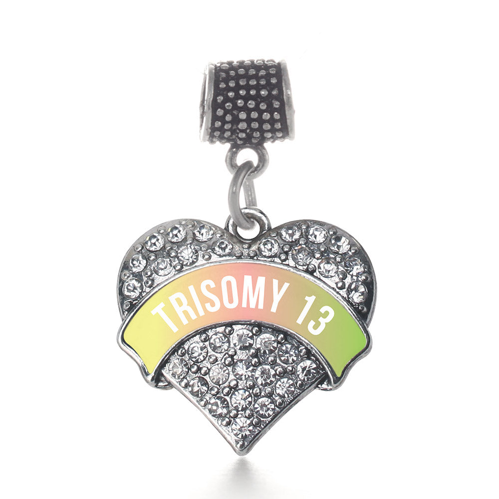 Silver Trisomy 13 Awareness Pave Heart Memory Charm