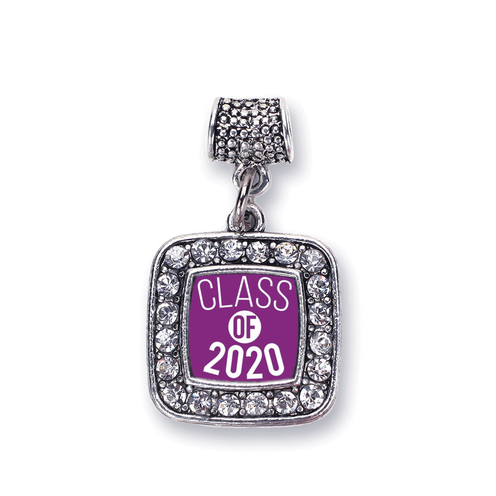 Silver Purple Class of 2020 Square Memory Charm