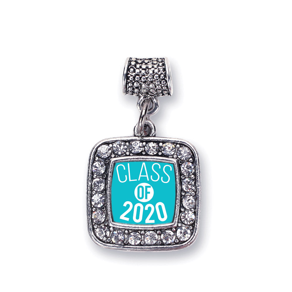 Silver Teal Class of 2020 Square Memory Charm