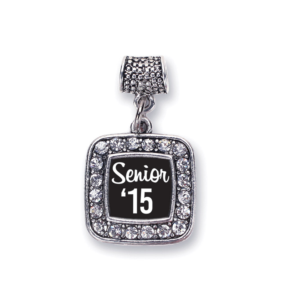 Silver Senior '15 Square Memory Charm