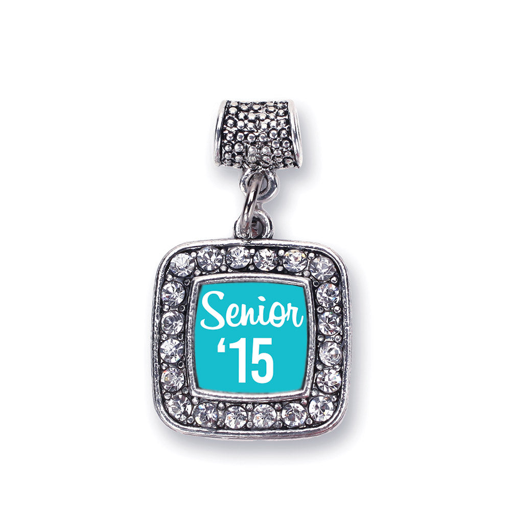 Silver Teal Senior '15 Square Memory Charm