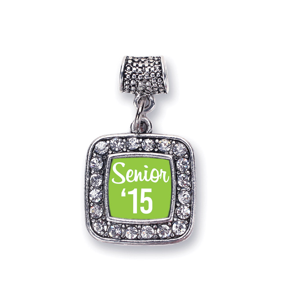 Silver Lime Green Senior '15 Square Memory Charm
