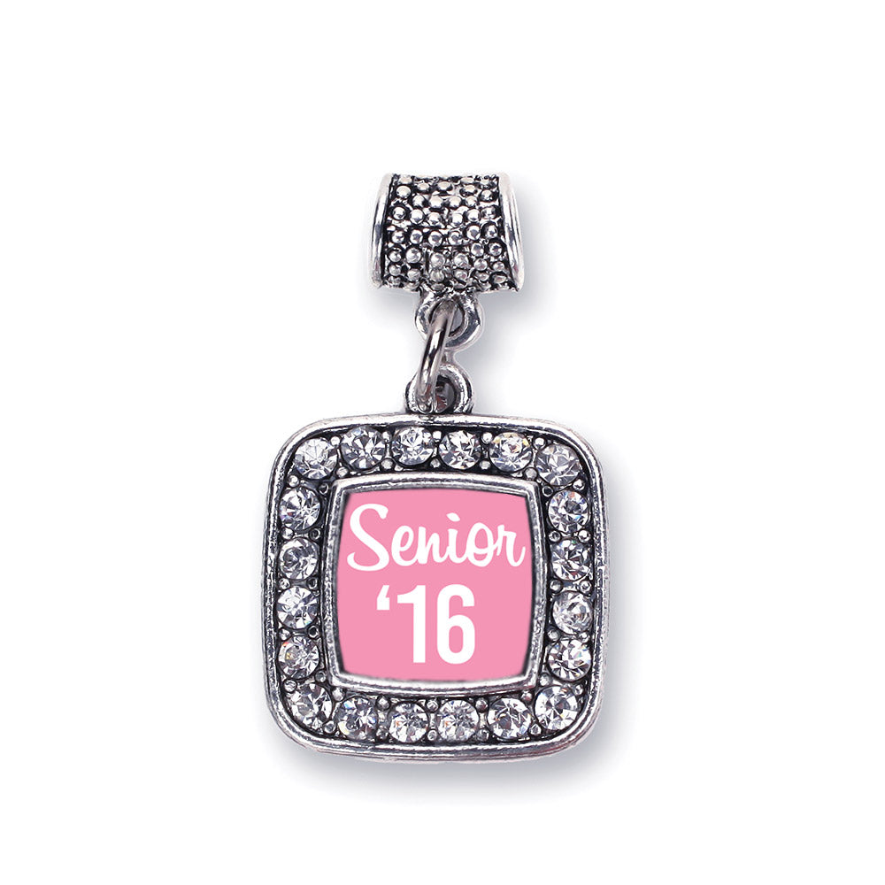 Silver Pink Senior '16 Square Memory Charm