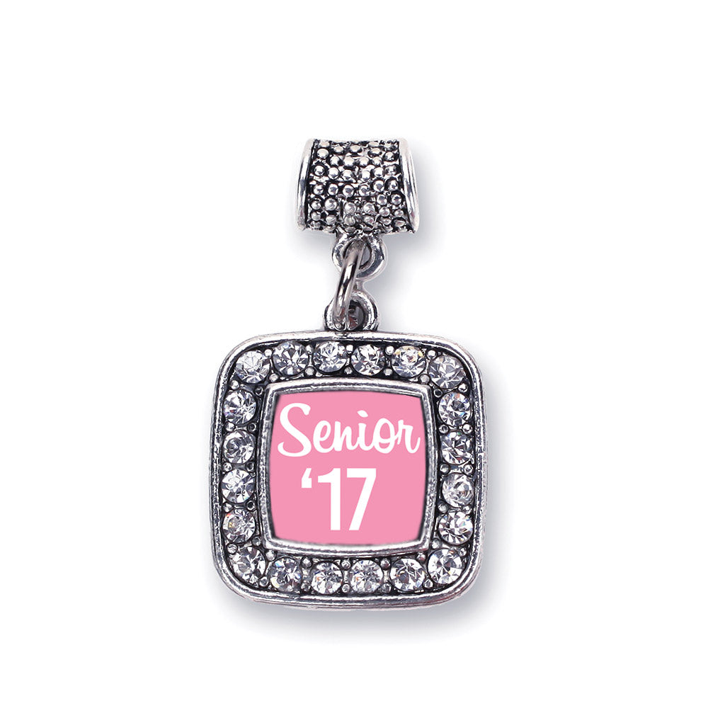Silver Pink Senior '17 Square Memory Charm