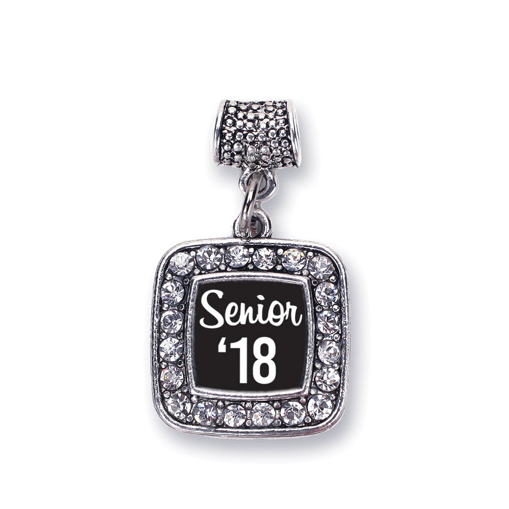Silver Senior '18 Square Memory Charm