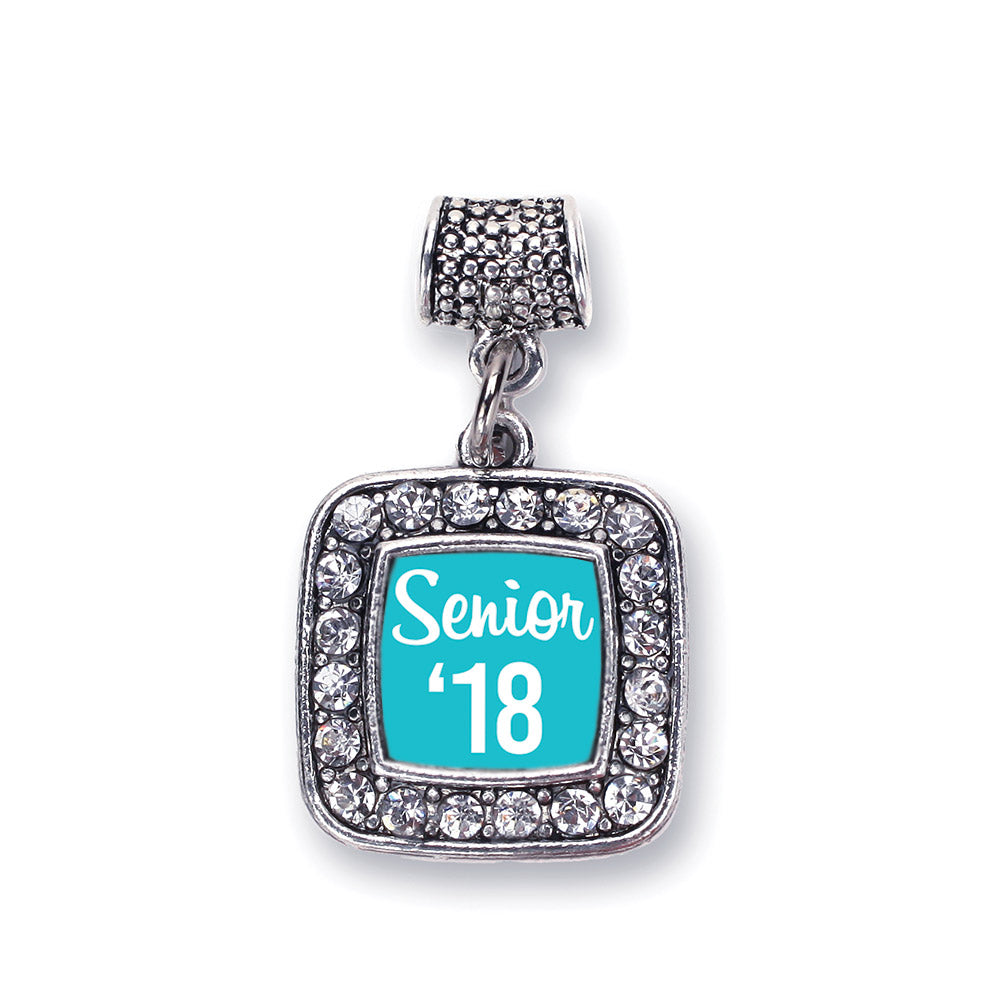 Silver Teal Senior '18 Square Memory Charm