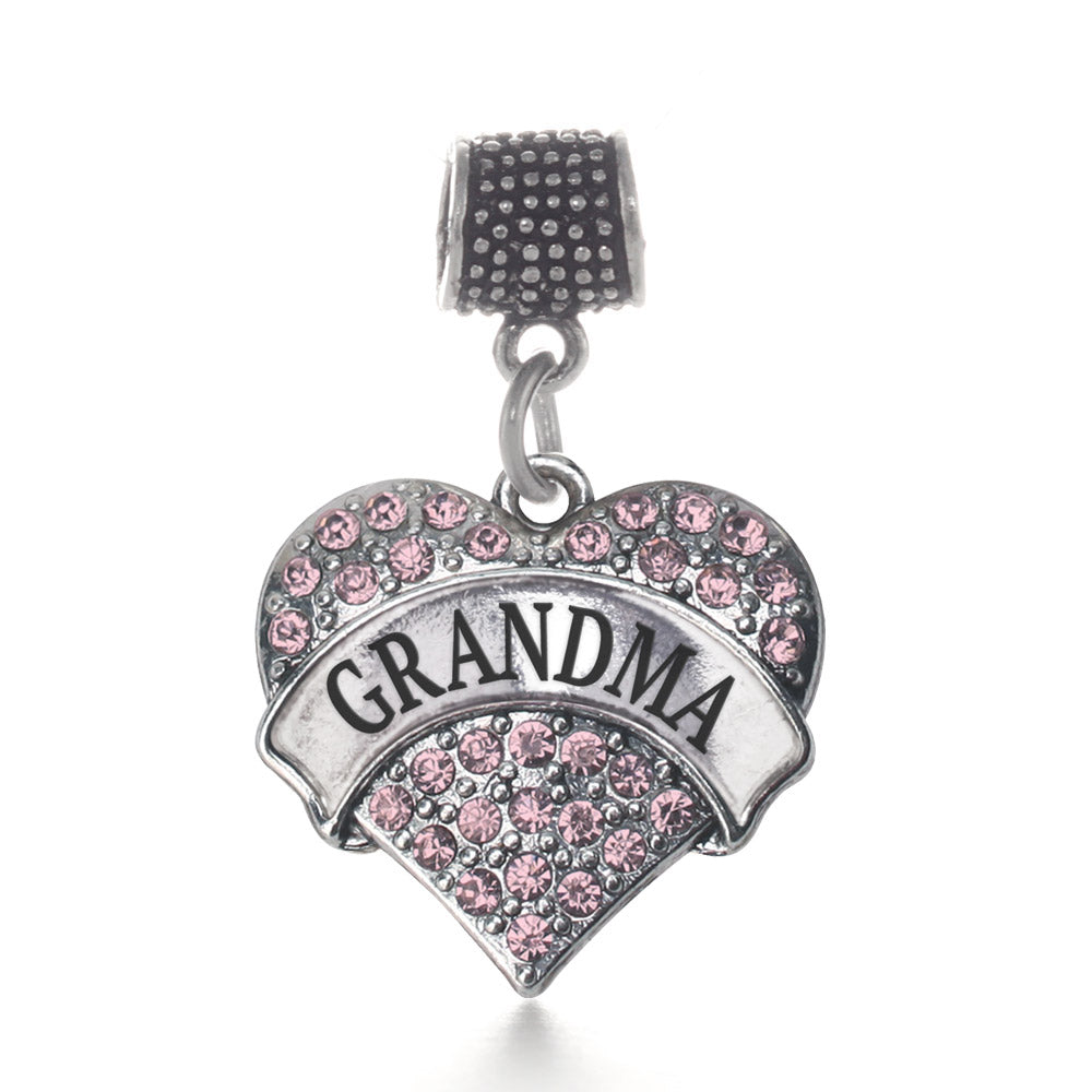 Silver Grandma Pink Pink Pave Heart Memory Charm