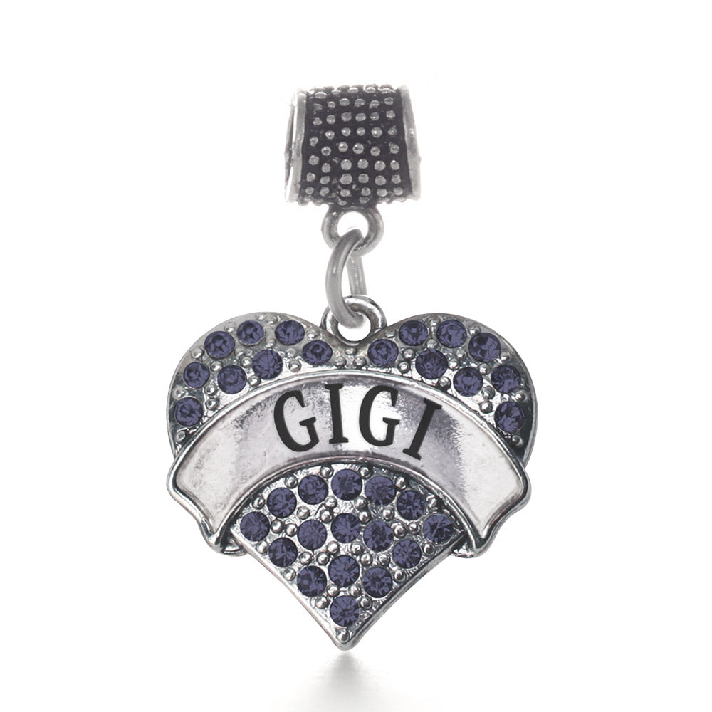Silver Gigi Navy Blue Blue Pave Heart Memory Charm
