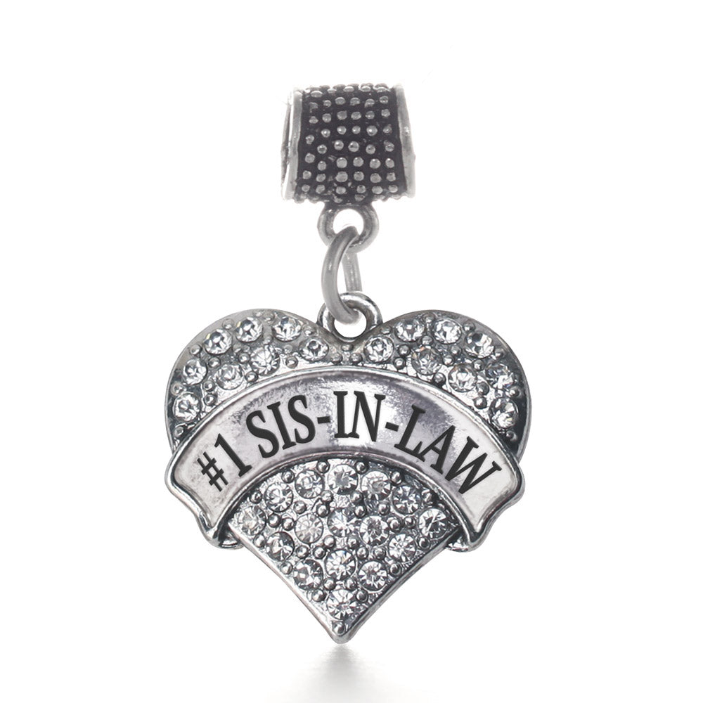 Silver #1 Sis-In-Law Pave Heart Memory Charm