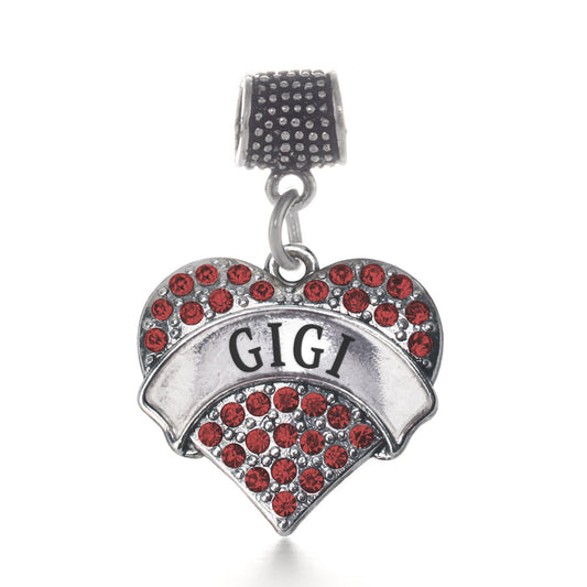 Silver Gigi Red Red Pave Heart Memory Charm