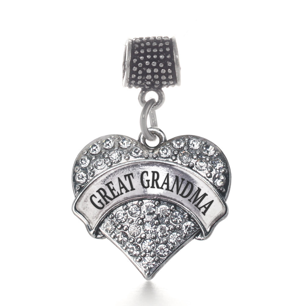 Silver Great Grandma Pave Heart Memory Charm