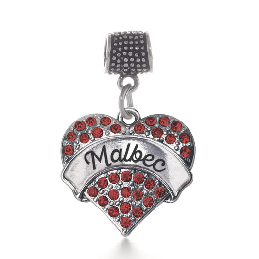 Silver Red Malbec Red Pave Heart Memory Charm