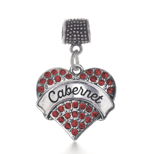 Silver Red Cabernet Red Pave Heart Memory Charm