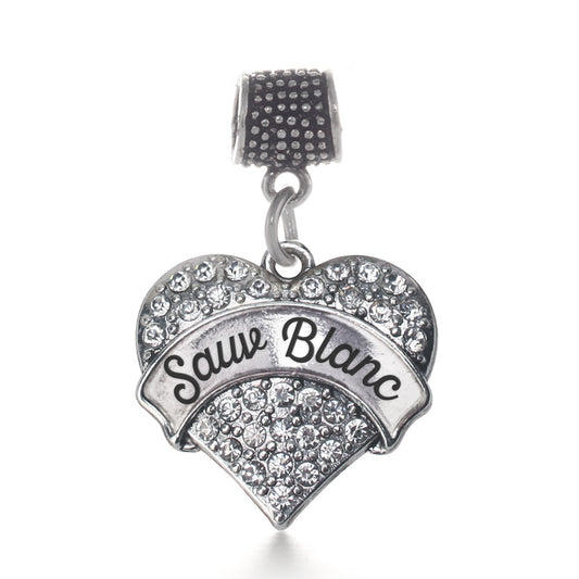 Silver Suav Blanc Pave Heart Memory Charm