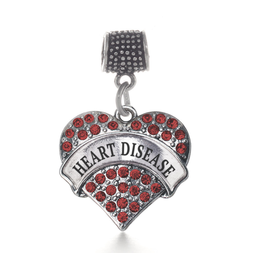 Silver Heart Disease Red Pave Heart Memory Charm