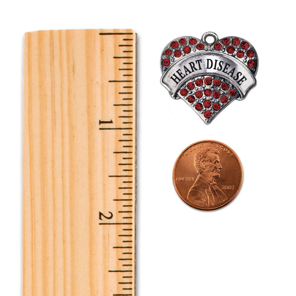 Silver Heart Disease Red Pave Heart Memory Charm