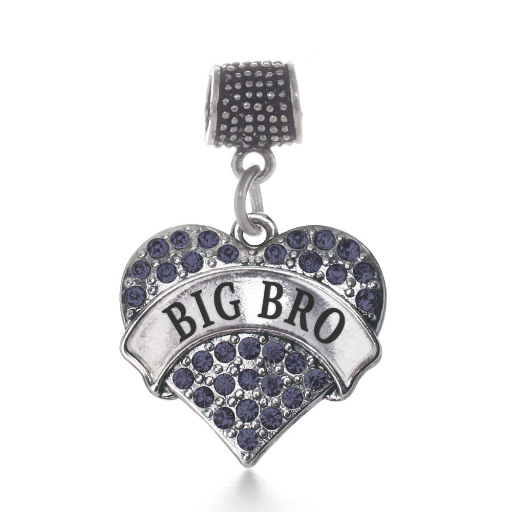 Silver Big Bro Navy Blue Blue Pave Heart Memory Charm