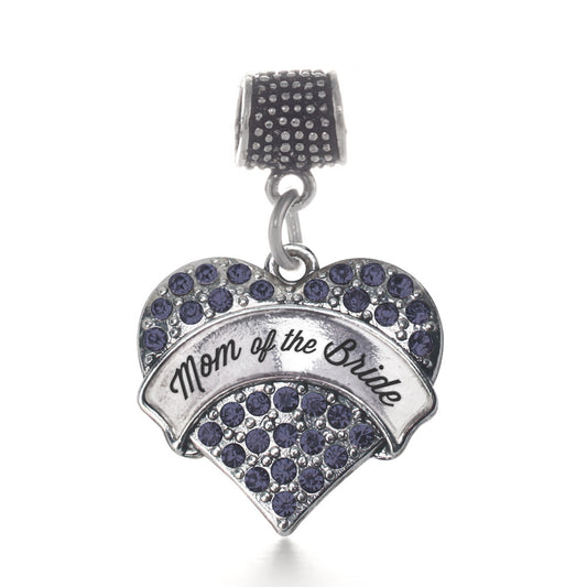 Silver Navy Mom of the Bride Blue Pave Heart Memory Charm
