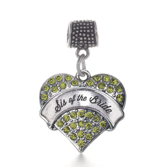 Silver Green Sis of the Bride Green Pave Heart Memory Charm