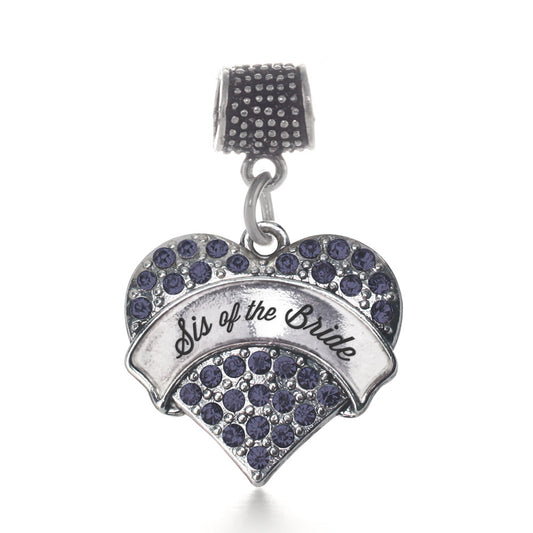 Silver Navy Sis of the Bride Blue Pave Heart Memory Charm