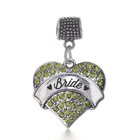 Silver Green Bride Green Pave Heart Memory Charm
