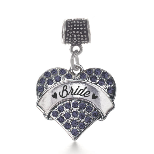 Silver Navy Bride Blue Pave Heart Memory Charm