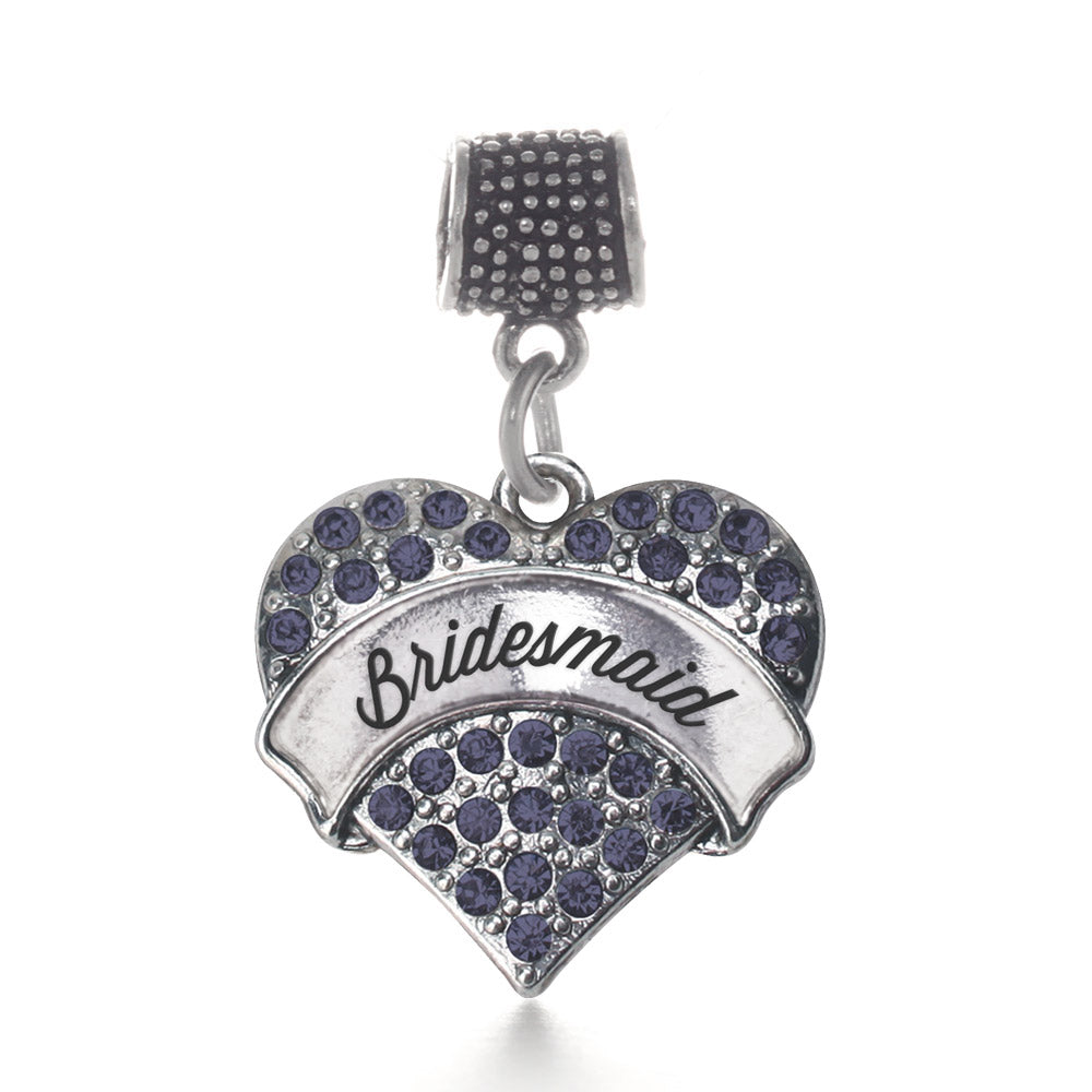 Silver Navy Bridemaid Blue Pave Heart Memory Charm