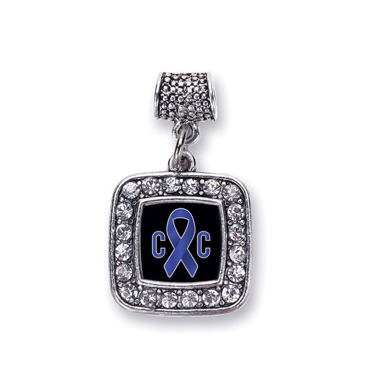 Silver Colon Cancer Awareness Square Memory Charm