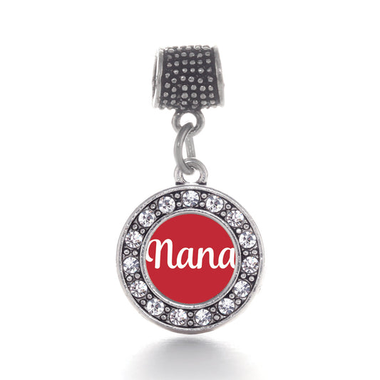 Silver Red Nana Circle Memory Charm