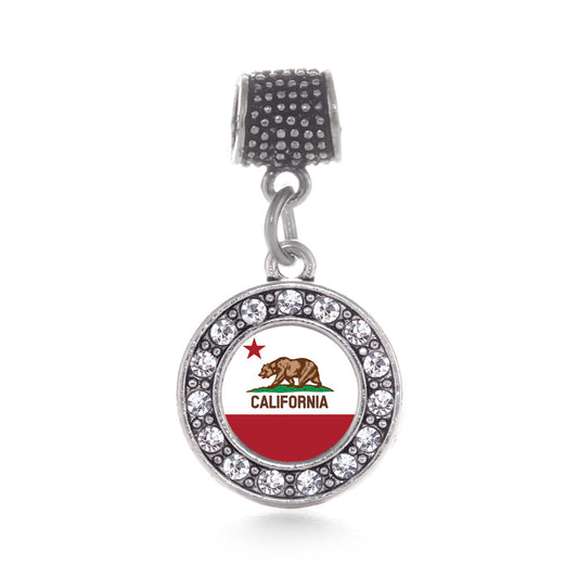 Silver California Flag Circle Memory Charm