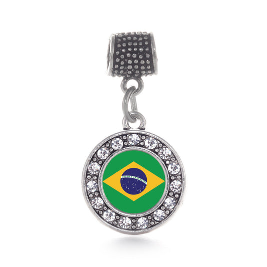 Silver Brazilian Flag Circle Memory Charm