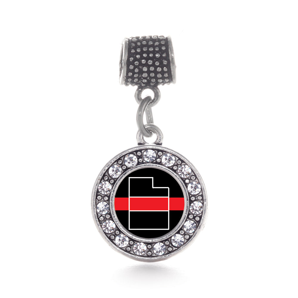 Silver Utah Thin Red Line Circle Memory Charm