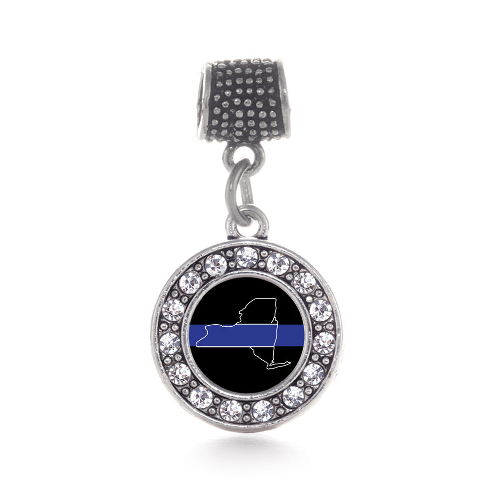 Silver New York Thin Blue Line Circle Memory Charm