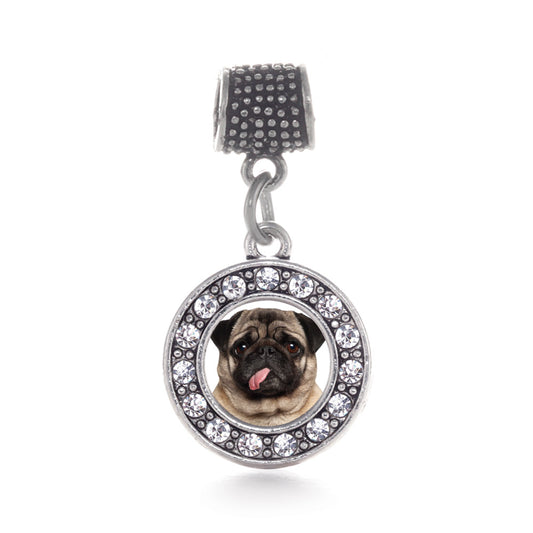 Silver Pug Face Circle Memory Charm
