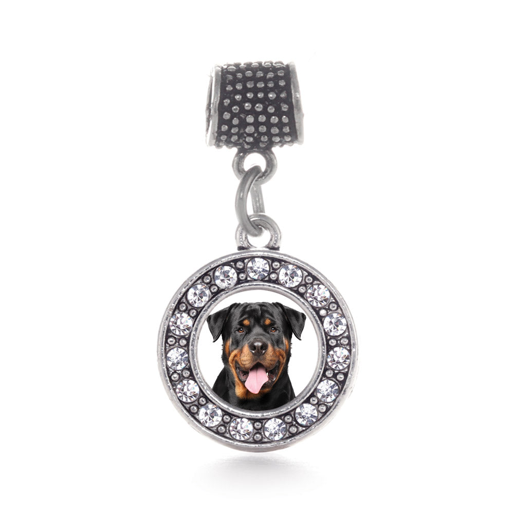 Silver Rottweiler Face Circle Memory Charm