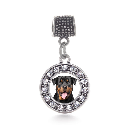 Silver Rottweiler Face Circle Memory Charm